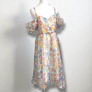 NWT Floral Puff Sleeve Dress Summer Garden Party, Cottagecore, Whimsical Romance